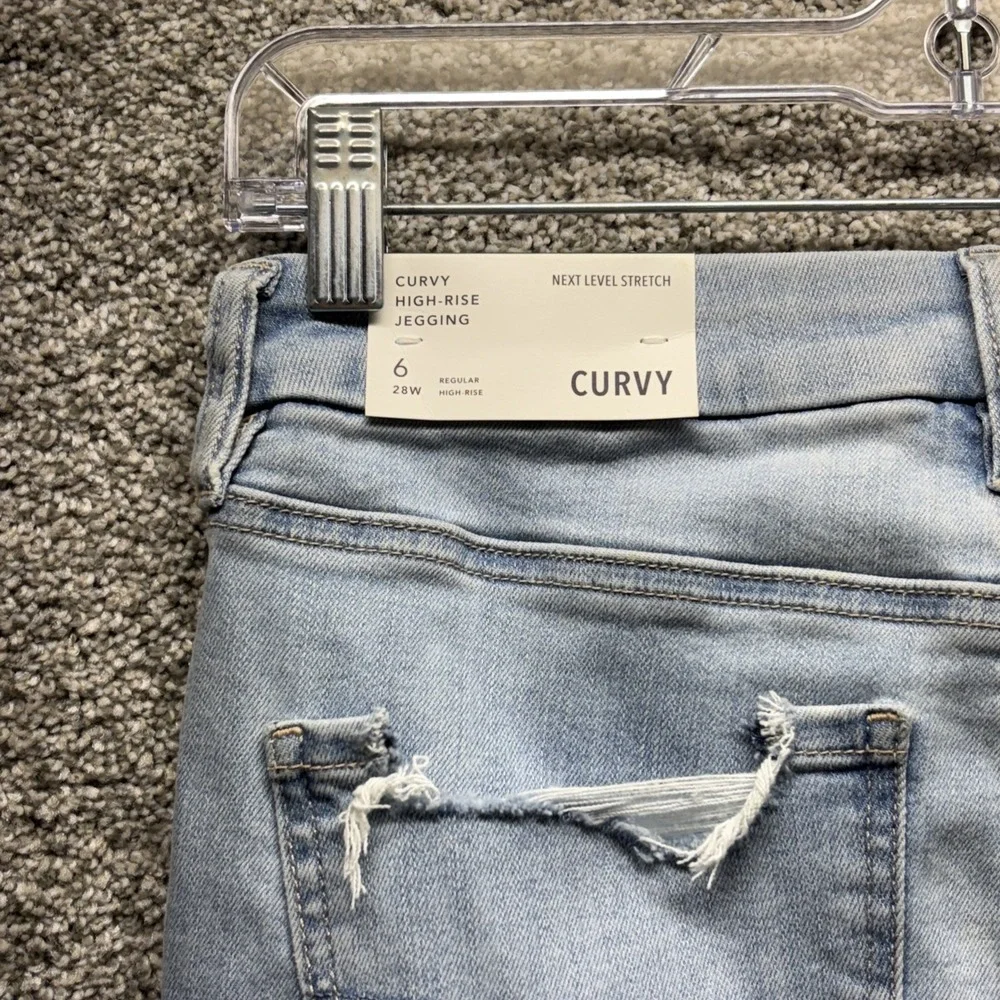 American Eagle Jeans Womens 6 29x29 Curvy High Rise Jegging Distressed Denim NWT